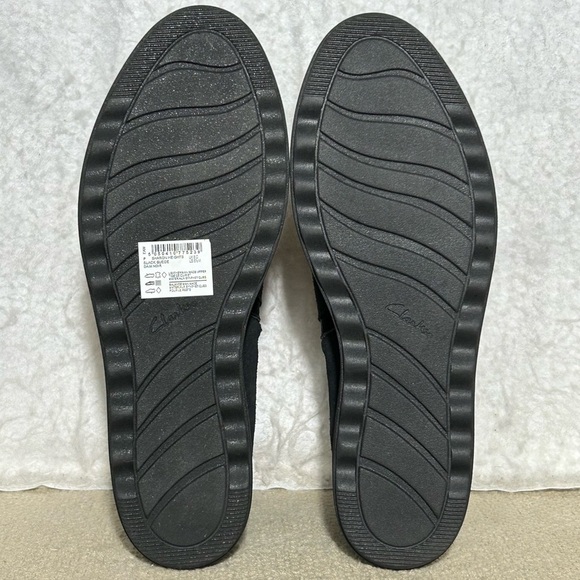 Clarks Womens Black Suede Sharon Heights Side Zip Ankle Booties Boots SZ 8.5 - Picture 8 of 11